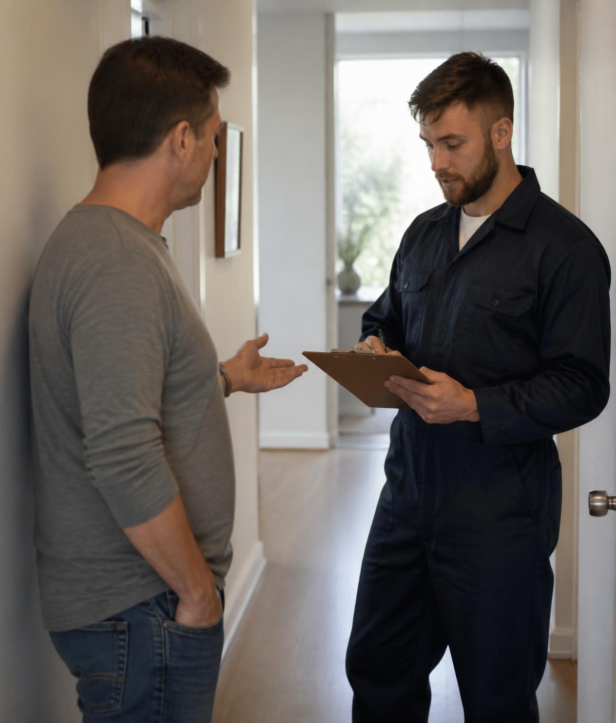 ECO-AIR technician talking a homeowner through a maintenance report